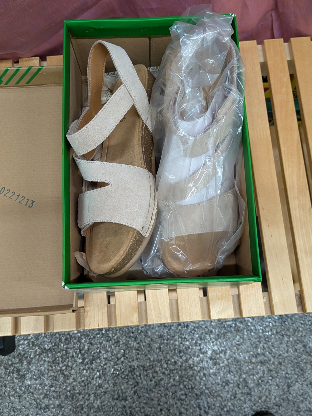 White Mountain Beige Suede Sandals. New In Box